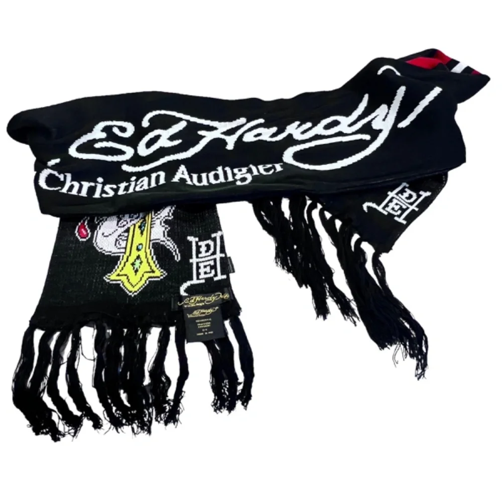 Ed Hardy Christian Audigier Cross Long Fringed Scraf
